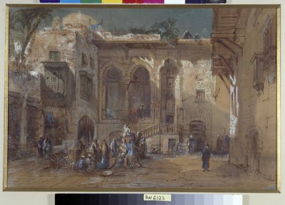 Una piazza vivace al Cairo, Egitto da Louis Amable Crapelet