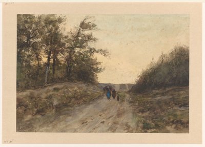 Paesaggio con figure su una strada di campagna da Louis Apol