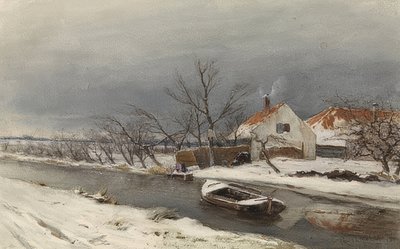 Paesaggio invernale con case e un canale (Winterlandschap met huizen aan een vaart) da Louis Apol