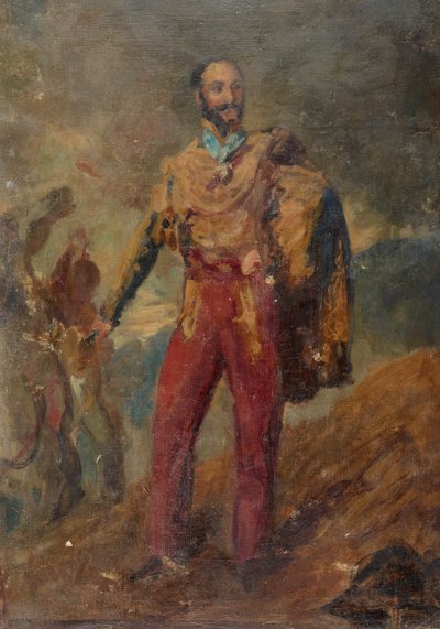 Schizzo di un ufficiale in piedi da Louis Auguste Baron de Schwiter