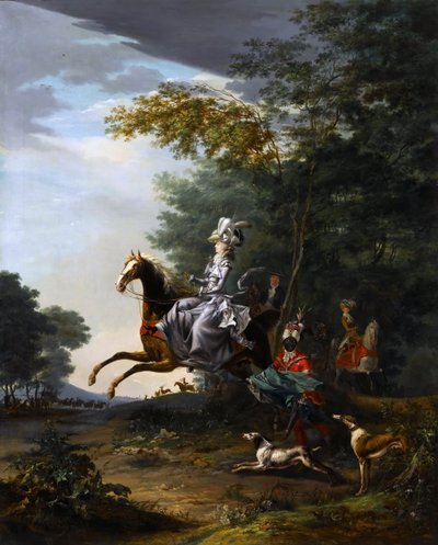 Maria Antonietta a caccia con i cani da Louis Auguste Brun de Versoix