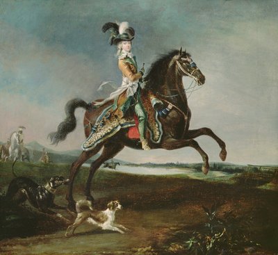 Ritratto equestre di Maria Antonietta (1755-93) in abito da caccia, 1783 da Louis Auguste Brun or Brun de Versoix