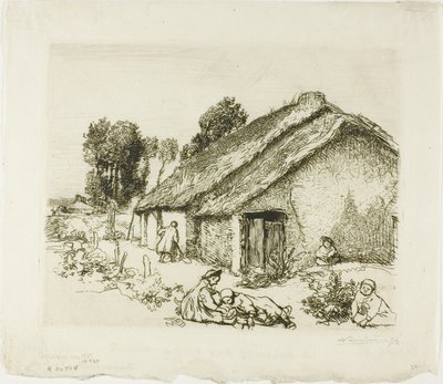 Cottage con cinque bambini da Louis Auguste Lepère