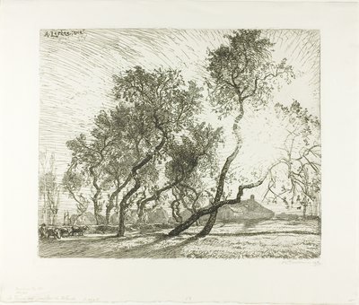 Fattoria con pioppi olandesi da Louis Auguste Lepère