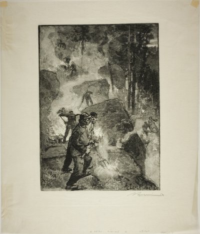 Bruciatori di felci nella foresta da Louis Auguste Lepère