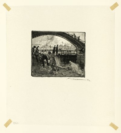 Chiusa del Canal Saint-Martin, sesta tavola da Le Long de la Seine et des Boulevards da Louis Auguste Lepère