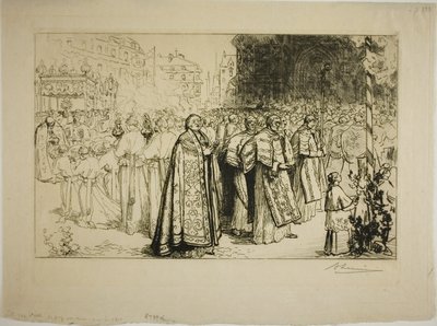 Rientro del corteo nella cattedrale di Nantes da Louis Auguste Lepère