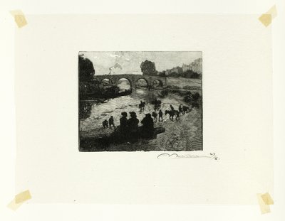 Lo stagno dei cavalli al Pont Marie, tavola dieci da Le Long de la Seine et des Boulevards da Louis Auguste Lepère