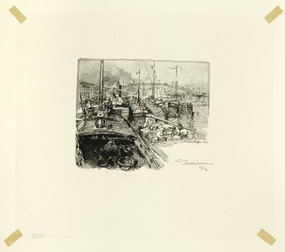 Darsena della Villette, quinta lastra da Le Long de la Seine et des Boulevards da Louis Auguste Lepère