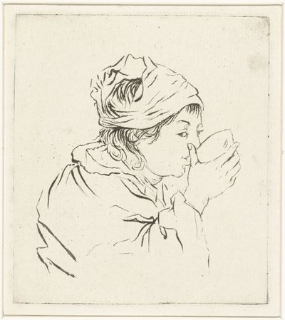 Busto di donna che beve con fazzoletto in testa da Louis Bernard Coclers