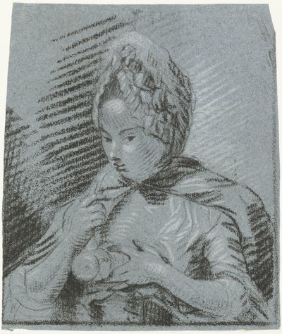 Giovane madre nutre il suo bambino con un biberon da Louis Bernard Coclers
