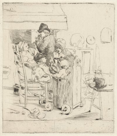 Scena di cucina con bambini da Louis Bernard Coclers