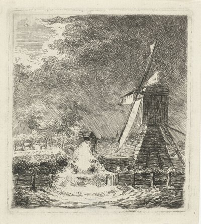 Mulino in un paesaggio polder da Louis Bernard Coclers