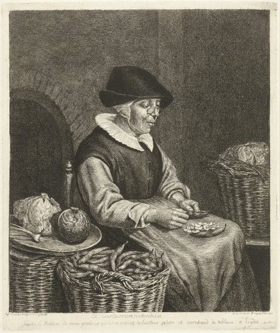 Vecchia donna che sgrana fagioli da Louis Bernard Coclers