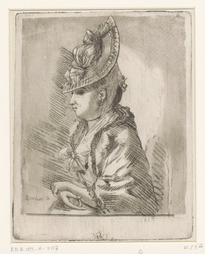 Ritratto di una giovane dama con cappello di profilo a sinistra da Louis Bernard Coclers