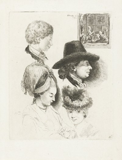 Foglio di studio con ritratti di Louis Bernard Coclers e la sua famiglia da Louis Bernard Coclers