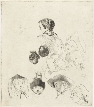 Foglio di studio con dieci teste da Louis Bernard Coclers