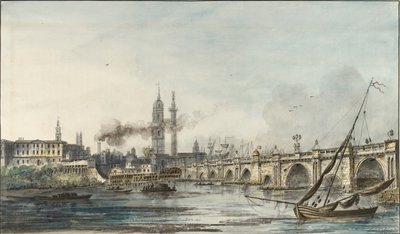Vista attraverso il Tamigi verso la chiesa di St Magnus e il Monumento da Louis Bélanger