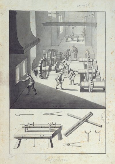 Fabbricazione di cannoni, disegno per la 