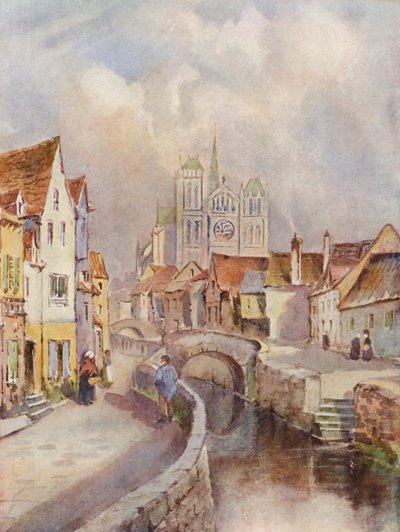 Una vista di Amiens, con la cattedrale in lontananza da Louis Burleigh Bruhl