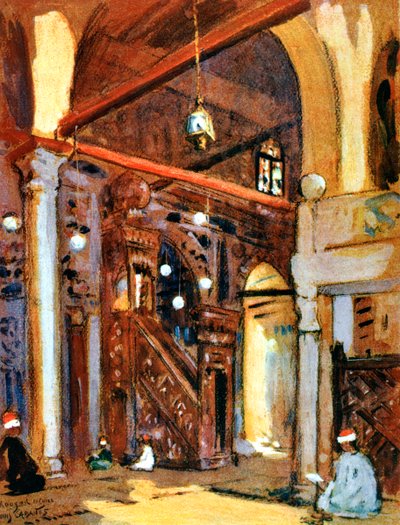 Interno della moschea al-Muayyad, Il Cairo, Egitto, 1928 da Louis Cabanes