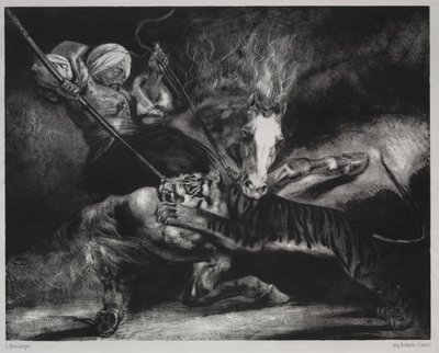 Un attacco di una tigre da Louis Candide Boulanger