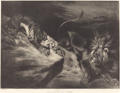 Il Leone e la Tigre da Louis Candide Boulanger after Eugène Delacroix