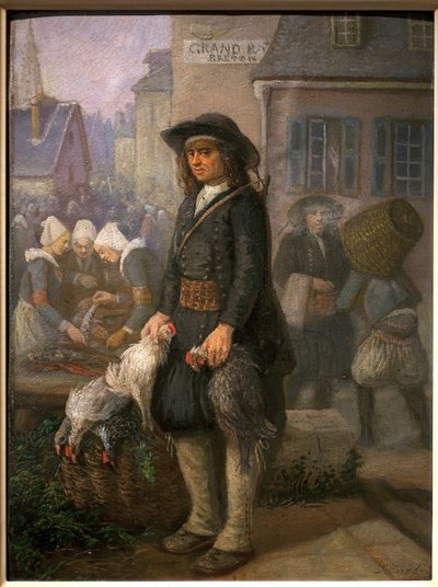 Scena di passeggiata in Bretagna. Dipinto di Louis Caradec (1802-1888). Olio su tela, circa 1850. Museo Bretone di Quimper da Louis Caradec