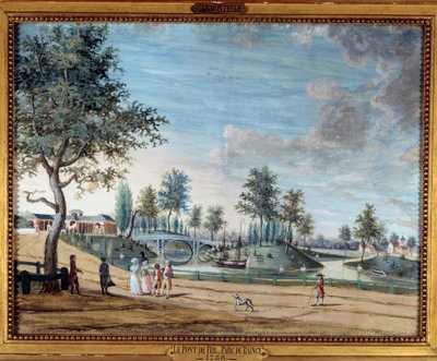 Vista del ponte di ferro nel Parc du Raincy da Louis Carrogis Carmontelle