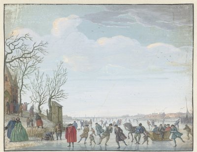 Paesaggio invernale con divertimenti sul ghiaccio da Louis Chalon