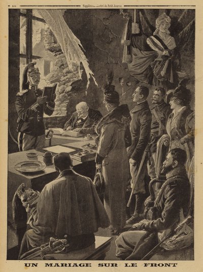 Un matrimonio al fronte, Hauteville, Arras, Francia, Prima Guerra Mondiale da Louis Charles (after) Bombled