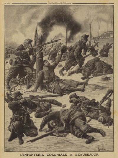 Fanteria coloniale francese che combatte a Beausejour, Prima Guerra Mondiale da Louis Charles (after) Bombled