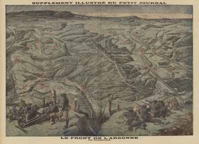 Vista panoramica del settore della Foresta delle Argonne del Fronte Occidentale, Prima Guerra Mondiale da Louis Charles (after) Bombled