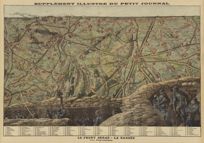 Vista panoramica del settore del Fronte Occidentale tra Arras e La Bassee, Francia, Prima Guerra Mondiale da Louis Charles (after) Bombled
