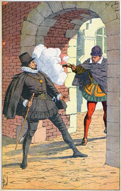 Assassinio di Guglielmo I il Taciturno a Delft nel 1584 da Louis Charles Bombled