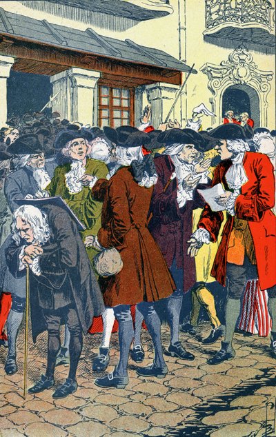 Folla davanti alla Banca di Law da Louis Charles Bombled