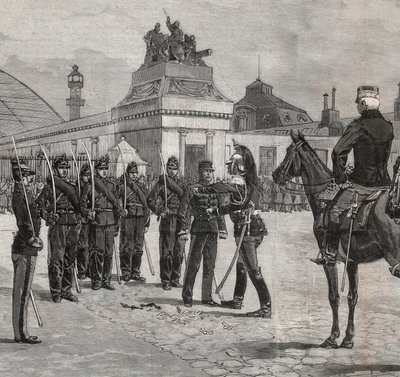 Degradazione di Alfred Dreyfus - Caso Dreyfus: La degradazione di Alfred Dreyfus nel cortile della Scuola Militare di Parigi, 5 gennaio 1895. Incisione in 