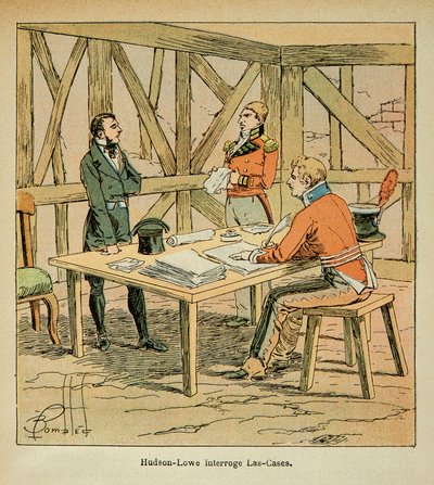 Il governatore Hudson Lowe interroga Las Cases, Collezione Privata da Louis Charles Bombled
