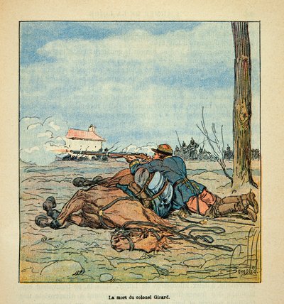 Morte del colonnello Girard durante i combattimenti di Neuville aux Bois nel novembre 1870 da Louis Charles Bombled