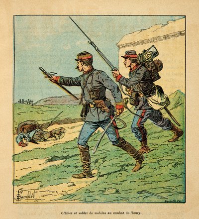 Ufficiale e mobile del Cher nella battaglia di Toury (Eure et Loire) il 5 ottobre 1870, Collezione privata da Louis Charles Bombled