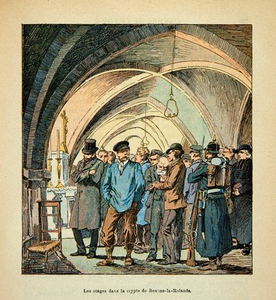 Ostaggi francesi nella cripta di Beaune La Rolande durante i combattimenti il 28 novembre 1870, Collezione privata da Louis Charles Bombled