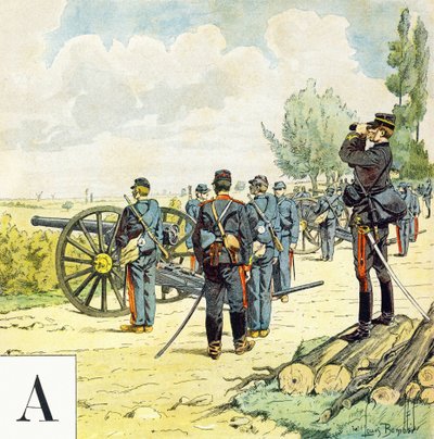 Lettera A: Artiglieri, "Je serai soldat" - Alfabeto militare da Louis Charles Bombled