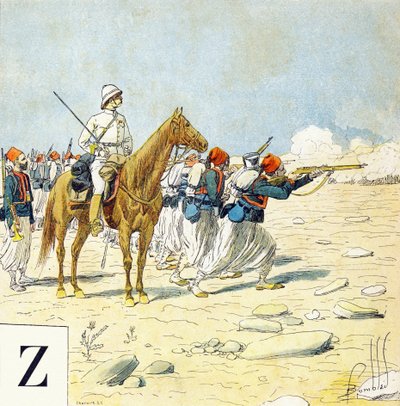 Lettera Z: Zuavi, "Sarò soldato" - Alfabeto militare da Louis Charles Bombled