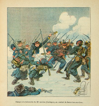 Carica alla baionetta del 22° mobile (Dordogna) nella battaglia di Saint Jean sur Evre in gennaio 1871, Collezione privata da Louis Charles Bombled
