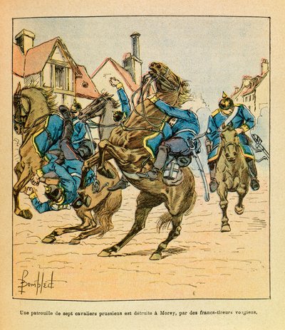 Dicembre 1870, una pattuglia di sette cavalieri prussiani viene distrutta a Morey dai cecchini Vosgi da Louis Charles Bombled