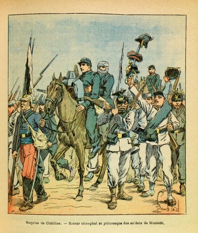 Le truppe di Ricciotti durante la battaglia di Chatillon sur Seine nel novembre 1870 da Louis Charles Bombled