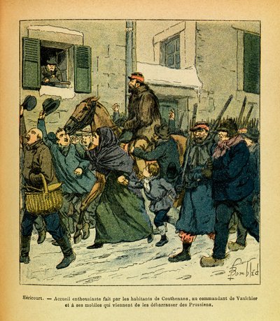 Gennaio 1871, Hericourt, entusiasmo degli abitanti di Couthenans per il comandante Vaulchier e i suoi uomini da Louis Charles Bombled
