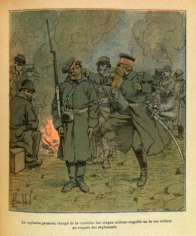 Un capitano prussiano incaricato della conduzione degli ostaggi di Nuits Saint Georges richiama uno dei suoi soldati da Louis Charles Bombled