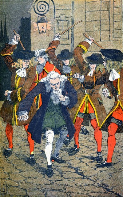 Il Cavaliere di Rohan fa frustare Voltaire dai suoi uomini da Louis Charles Bombled