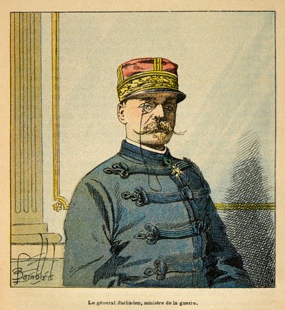 La guerra in Madagascar - Storia aneddotica delle spedizioni francesi del 1885-1895 di Henri Galli dit Galllichet (1854-1922), illustrata da Louis Bombled (1862-1927): Ritratto del generale Emile Auguste Francois Zurlinden (1837-1929), Ministro della Guerr da Louis Charles Bombled